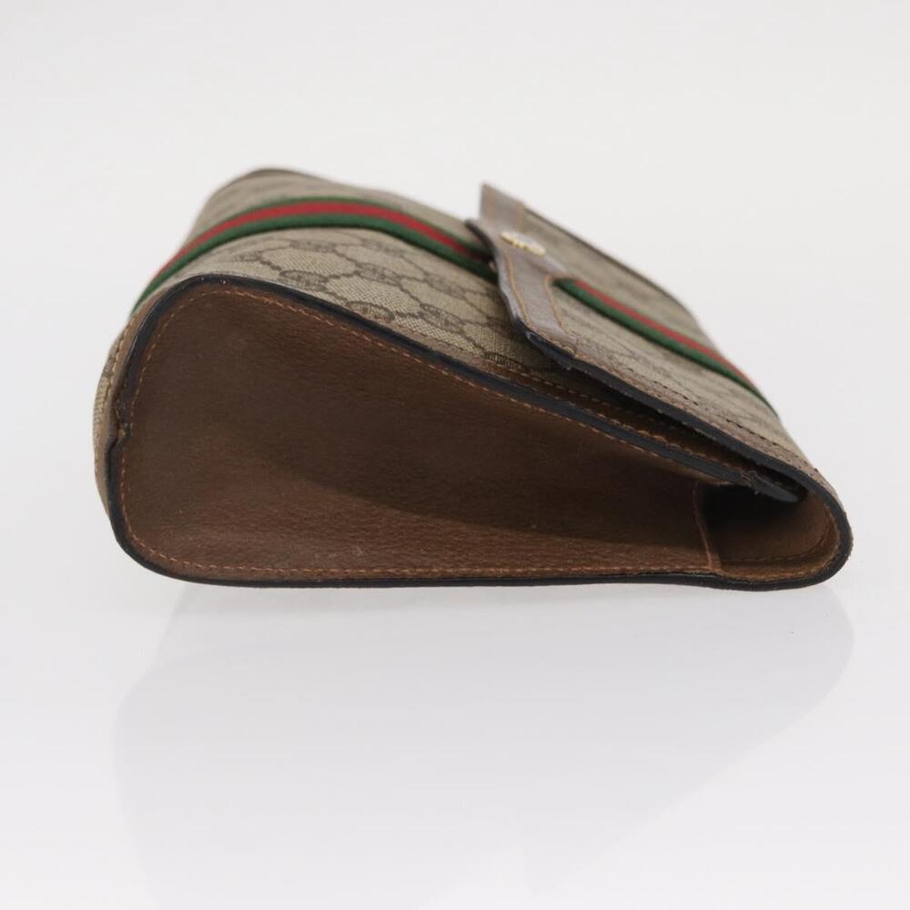 GUCCI GG Supreme Web Sherry Line Clutch Bag PVC Beige Gold 89 01 006 Auth 155387 - Picture 3 of 16